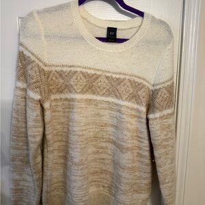 GAP Beige and Cream Crewneck Sweater